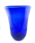 VTG Blenko Cobalt Blue Sapphire Crackle Glass 8.5” Hand Blown Vase