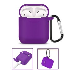 AirPods Case Charging Earphone Protective Skin Cover Holder Bag Silicone Purple