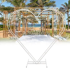 Heart-Shaped Metal Wedding Arch Balloon Stand Frame for Party Decoration White