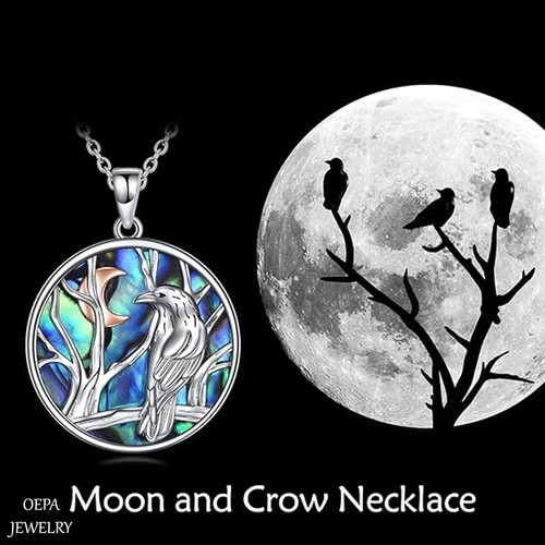 Raven Necklace 925 Sterling Silver Crow Raven Necklace for Women Pendant - Picture 5 of 6