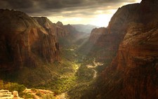 Landscape gorge nature rocks sky zion national park usa Custom Gaming Mat Desk