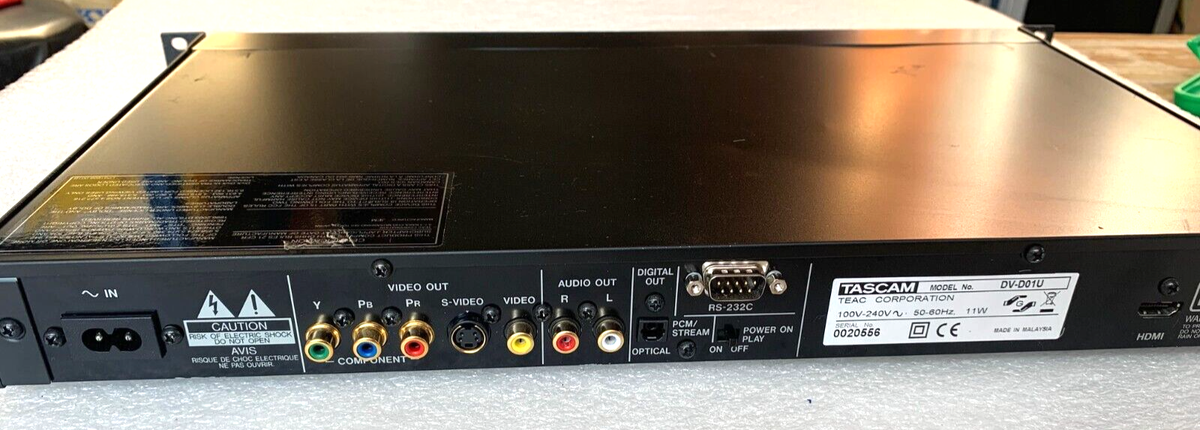 Tascam DV-D01U Lettore DVD montabile su rack, senza telecomando | eBay