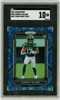 Garrett Wilson 2022 Panini Prizm Navy Camo Rookie Card RC /25 SGC 10 Gem Mint