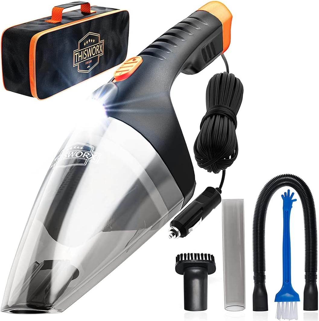 Thisworx 2.0 Portable Car Vacuum Cleaner with 16ft Cord & Attachments
