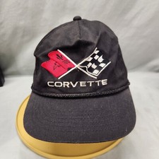 Vintage Chevrolet Corvette Black Rope Sports Car Chevy Racing Snapback Hat Mint
