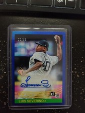 2018 Donruss '84 Retro Signatures Blue Oakland Athletics pitcher Luis Severino