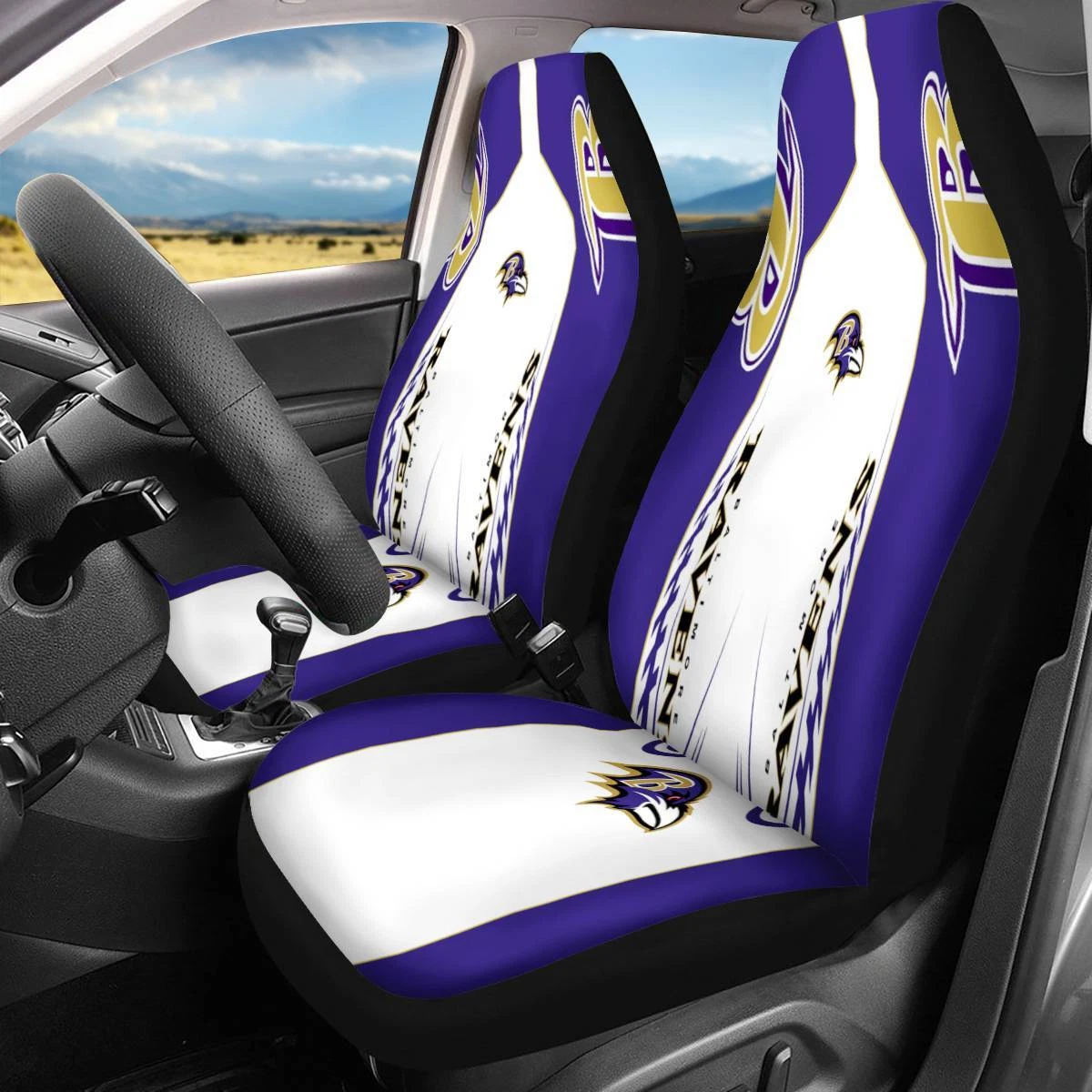 Car Seat Cover Seat Protector 2Pc for Baltimore Ravens
