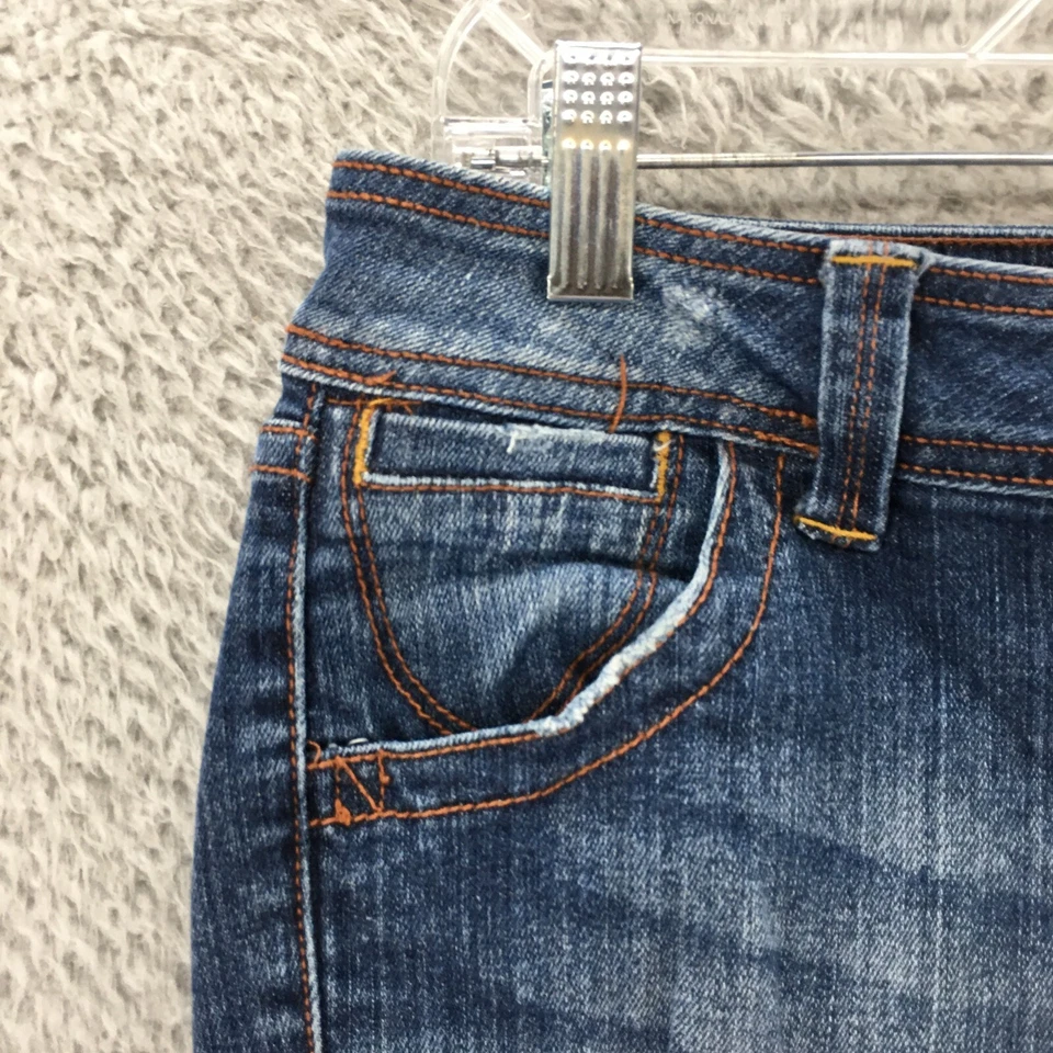 Pantalones Cortos Decree Skimmer Para Mujer 9 Azul Lavado Oscuro Denim Tiro Bajo 5 Bolsillos Cremallera Mosca Foto 3 de 4