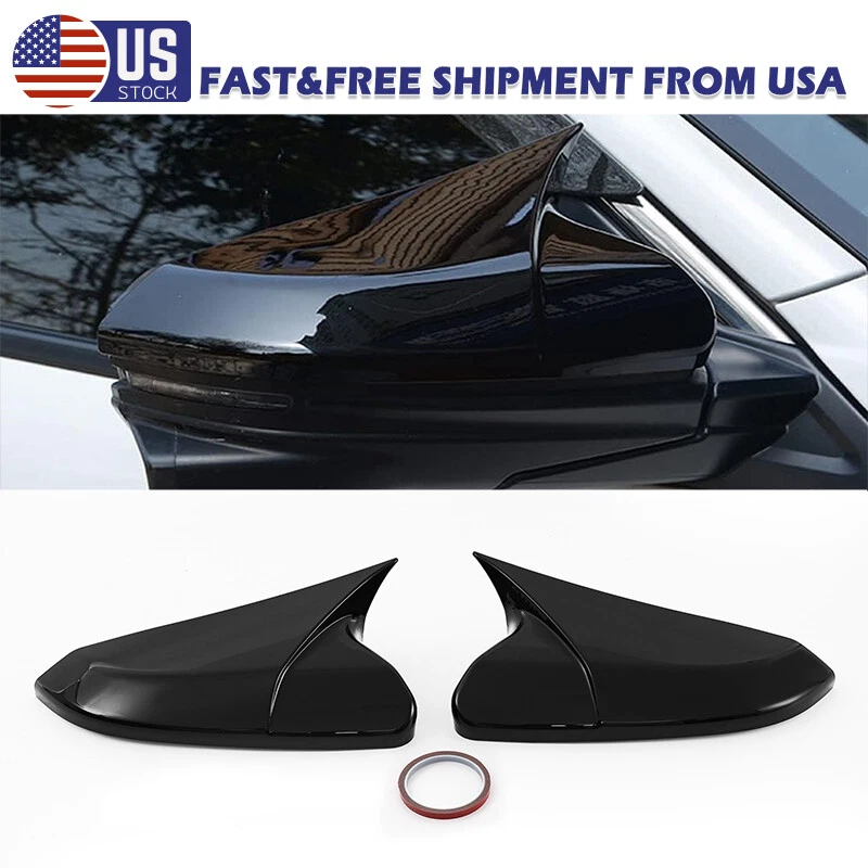OX Horn Black Mirror Cover Caps Fits 20162021 Honda Civic Sedan Coupe Hatchback — 第 2/4 张图片