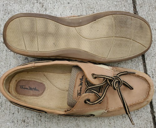 Thom Mcan Womens Shellfish Size 9 Tan Leather Slip On Loafer Boat Shoes - Picture 6 of 7