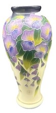J McCall Blue Sky Ceramic Wisteria Vase Handc...