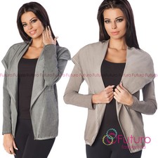 Womens Waterfall Cardigan Long Sleeve Blazer Jacket Shrug Cape Sizes 8-14 Ft2214