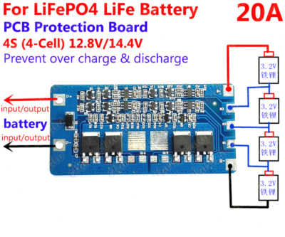4S LiFePo4 LiFe Batterie Packs 12.8V 14.4V 20A BMS Protection PCB Circuit Board