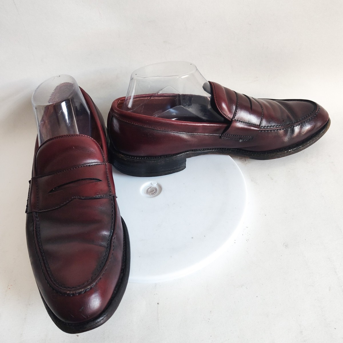 Allen Edmonds Penny Loafers Mens 9 B Barton Burgundy Leather 