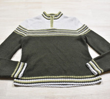 Christopher Banks Waffle Knit 1/4 Zip Mock Neck Green 2000s Small Long Sleeve