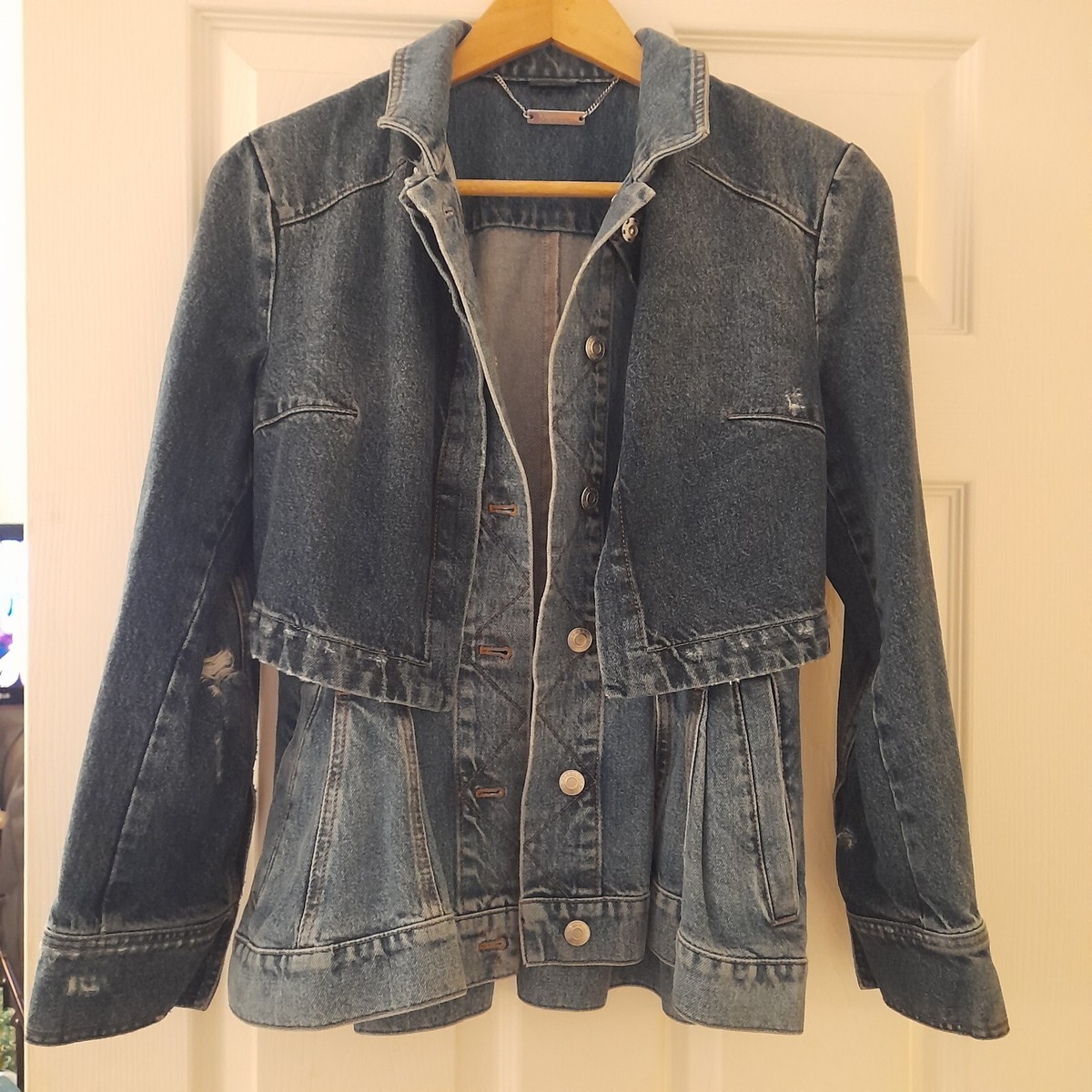 Alexander McQueen Layered Peplum Denim Jacket UK size 8-10 UK