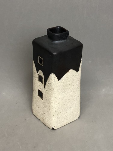 Studio Art Pottery Rectangular Prism Bud Vase Gray White Contemporary Modern - Picture 3 of 10