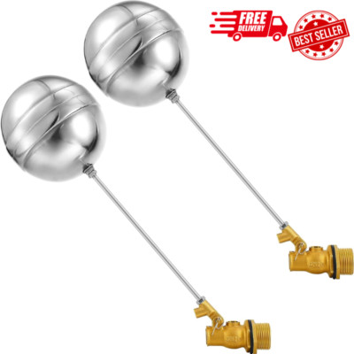 2 Pack Float Valve for Water Tank Stainless Steel Float Ball Valve 3/4 Inch Tank
