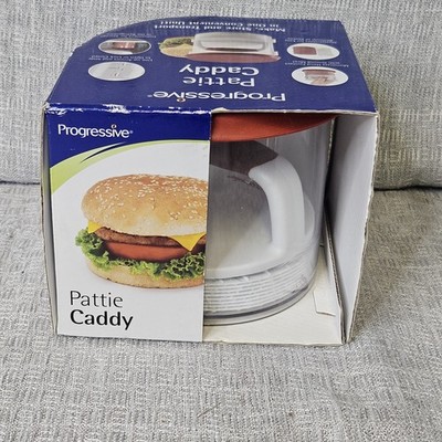 New In Packaging Progressive Pattie Caddy, Hamburger Maker & Store Hamburger