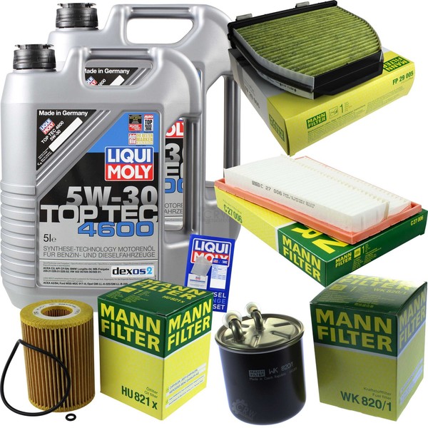 Mann Inspektionspaket 10L Liqui Moly Top Tec 5W-30 FüR Mercedes Glk-Klasse X204-image