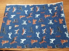 VIP Cotton Quilting Sewing Fabric 1 5/8 Yard Blue Multi Dog Breeds