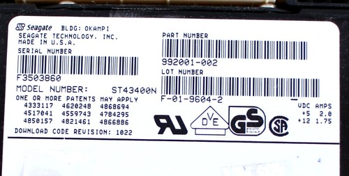 St43400n 2.9gb , 5400rpm, 10ms, 992001-001, scsi 50 pin - Afbeelding 3 van 4