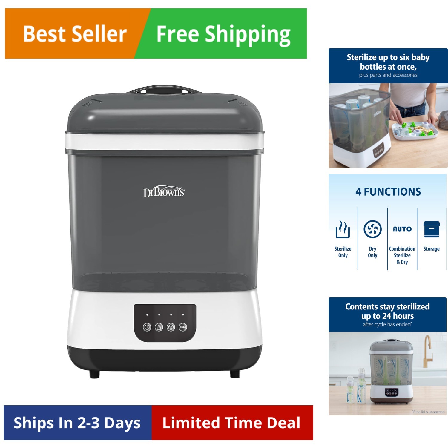 All-in-One Sterilizer and Dryer for Baby Bottles, Parts and 