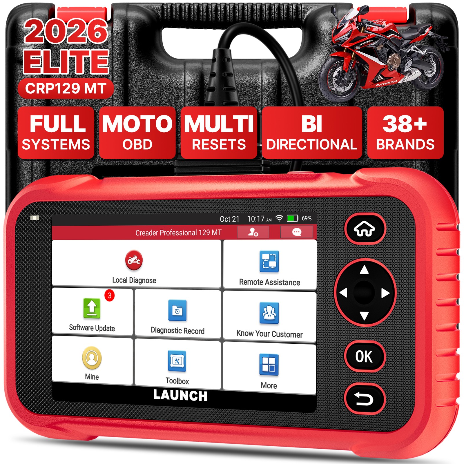 LAUNCH CRP129MT Pro Motorcycle Scanner Tool for Honda Yamaha Polaris Suzuki BMW
