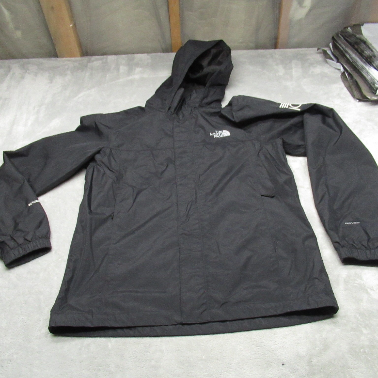 Mens Small Black Rain Wind Hooded Waterproof Light Logo