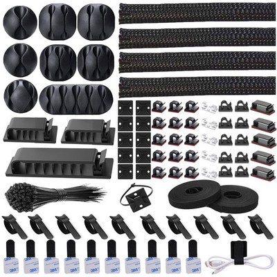 N NOROCME 192 PCS Cable Management Kit 4 Wire Organizer Sleeve,11 Cable Holde...