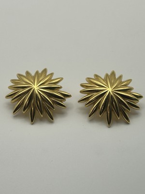 Vintage Crown TRIFARI Signed Gold Tone  Starburst Clip On Earrings