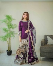 SALWAR KAMEEZ PAKISTANI INDIAN WEDDING PARTY WEAR DRESS BOLLYWOOD SUIT SHARARA