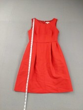 J Crew Women Mini Dress 0 Red Back Zipper Sleeveless Round Neck Pleated Party