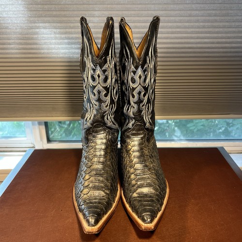 Los Altos Women’s Size 9M Genuine Python Silver/Black Handmade Cowboy Boots - Picture 3 of 24