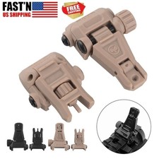 2x Folding Back Up Iron Sight Tactical Picatinny Rail Flip Up Front Rear Sights