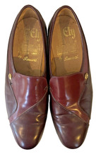Ely by Sanders All Leather Shoes Uk 8.5 Oxblood Handmade Smart Slip~On Formal