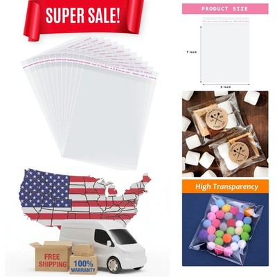 Self Sealing Cellophane Bags,5x7 Inches 200 Pcs Clear Resealable Cookie Bags ...