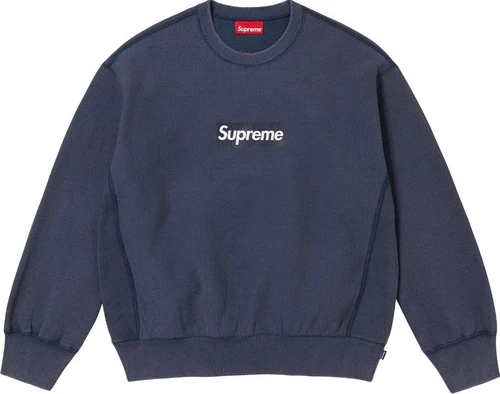 Sweat col rond logo boîte lavée suprême bleu marine SS24 taille S PETIT CONFIRMÉ