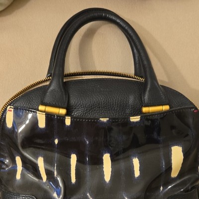 L.K.Bennett London Made in Italy Blue Dome Satchel Top Handle Detachable Strap
