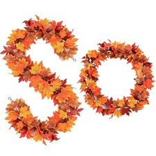 Maple Leaf Garland, 2 Pack Artificial Fall Garland 5.9Ft/Pieces Fall Decor Autum
