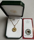 Perth mint  1997 Australia  1/10 oz Gold Lunar Ox Coin Pendant 9k Gold Necklace