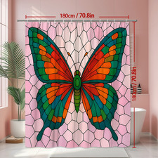 Colorful Butterfly Shower Curtain - Vibrant Stained Glass Design
