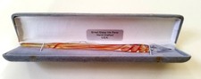 Nuevo en caja Ernst Glass Flame Worked Dip Style Capilar Feed Pen con reposapolígrafos y caja melocotón
