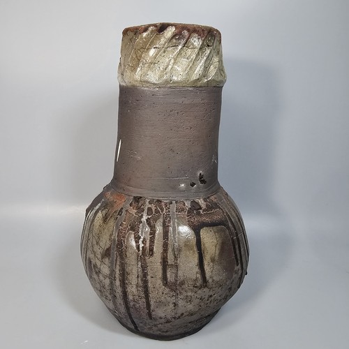 Jarrón de cerámica artística Brutalist Raku Studio firmado rústico textura orgánica natural - Imagen 4 de 16