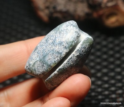 Neolithic Hongshan Culture Gray Skin Old Jade Abstract Tube Bead Carving AJK