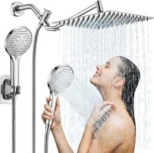 10 Inch Rainfall Shower Head with Handheld Combo and Extension Arm Large
