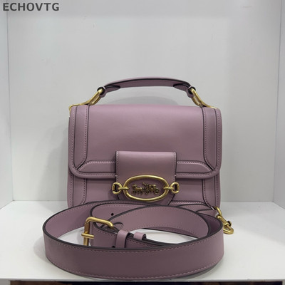 Coach Hero 22 Solid Purple Leather Flap Handbag Crossbody For Women