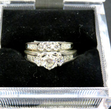 14kt white gold, diamond engagement with matching diamond wedding ring