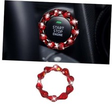 Bling Car Engine Start Stop Button Decoration Ring, Crystal Push to Start Red