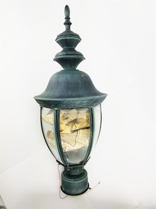 American Lantern Post Light Verdigris Green Faux Cast Iron Finish Vintage